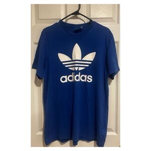 Adidas Men's Royal Blue Tee with White Logo Size Large